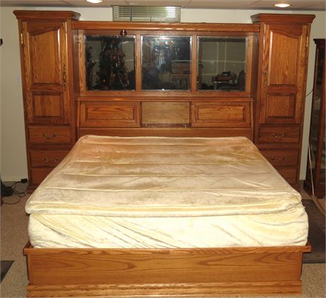 Large King Size Bed, Headboard, Pedestal