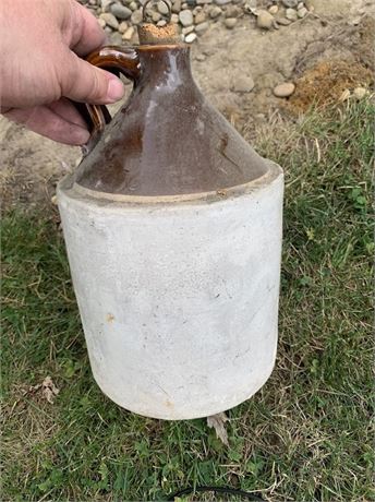 Antique Two-Toned Stoneware Crock Gallon Jug Decor