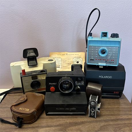 Vintage Camera Lot w/ Polaroid Land Cameras, Combi Meter and More