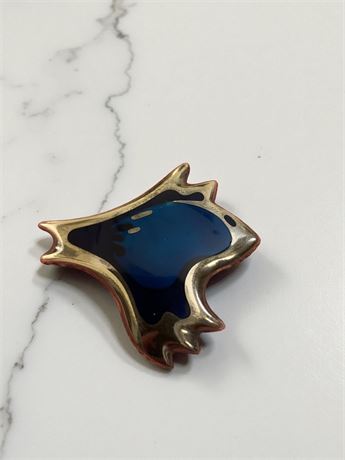 George Jensen Henning Koppel Abstract Sculptural Enamel & Sterling Silver Brooch