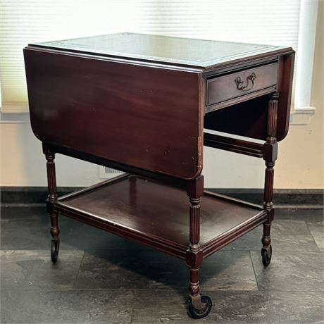 Solid Mahogany Drop Leaf Tea Cart