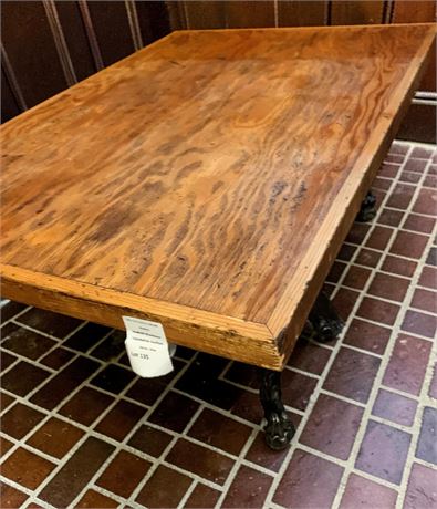 Light Oak Dining Table W/Trestle Base