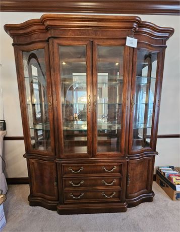 Stanley Furniture – Burl Walnut and Mahogany 2-Piece China Cabinet
