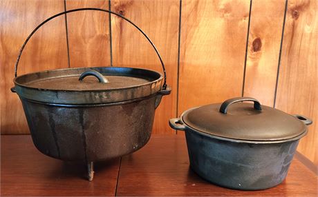 2 Cast Iron Pots