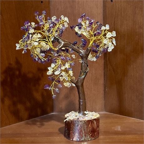 Amethyst and Quartz Bonsai Tree - Approx. 8.5"H