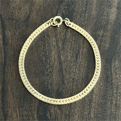 Sterling Silver (Gold Tone) Herringbone Bracelet - 7"