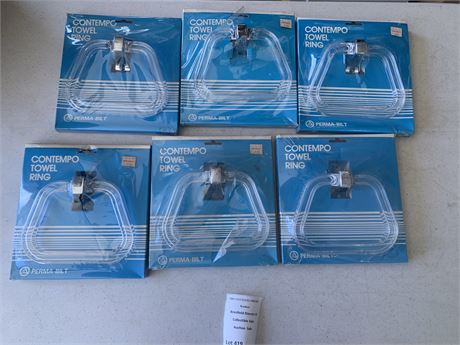 Vintage Perma-Bilt Contempo Chrome &Lucite Towel Ring Lot