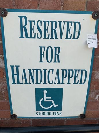 Reserved for Handicapped Metal Parking Sign