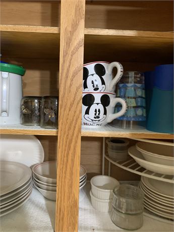 Kitchen Cupboard Cleanout - Dishes & Butterfly Glasses, Mickey Mouse Mugs & More