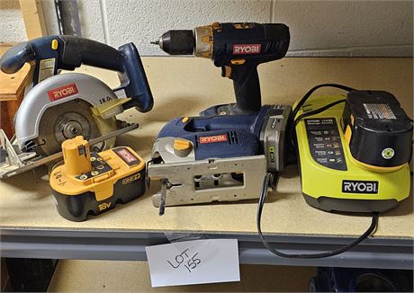 Mixed Ryobi Cordless Tools W/Charger & Battery