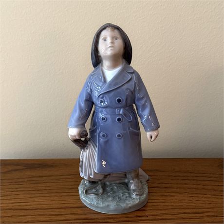 Royal Copenhagen Boy with Umbrella Porcelain Figurine - 7"T