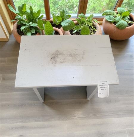White Wooden One Step Footstool