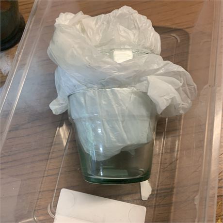 Glass Milk Creamer, Blue/Green Tear Drop Urn Vase, Glass Cups