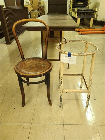 Vintage Metal Stool Frame & Tischel Wood Ice Cream Style Chair