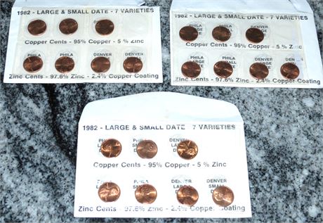 1982 Pennies All Varieties