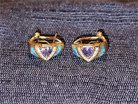 14K LeVian Multi-Gem Earrings