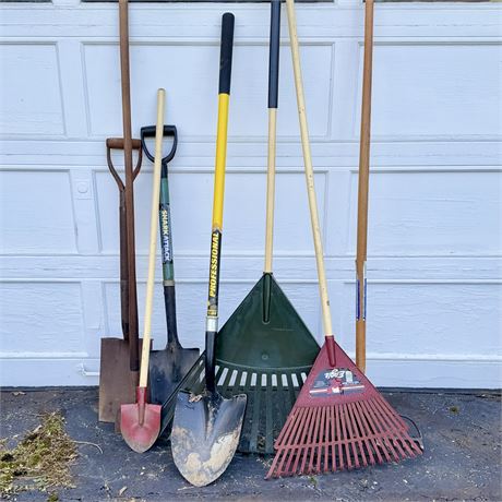 Yard Tools Lot - Rakes, Shovels, Etc.