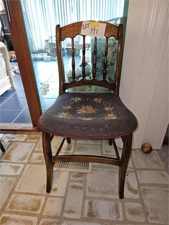 Antique Wood Needlepoint Chair