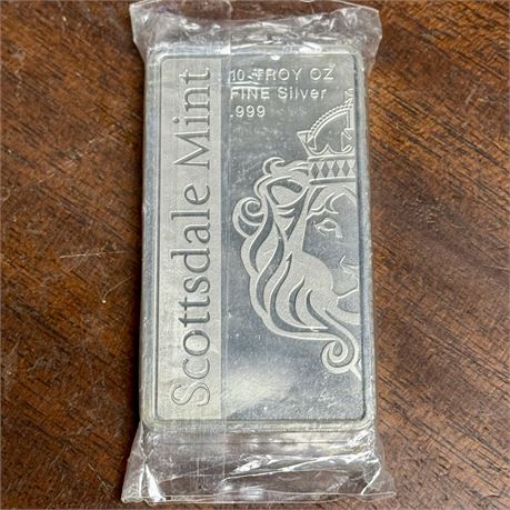 10 Troy oz .9999 Scottsdale Vortex Silver Bar