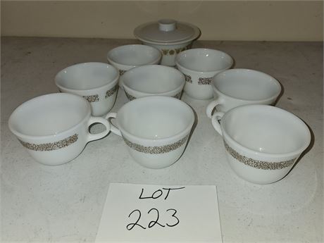 Vintage Woodland Pyrex Coffee Cups