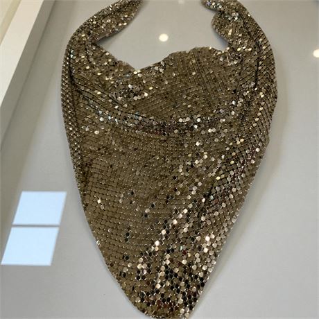Vintage 1970s Whiting Davis Shimmering Mesh Bib/Scarf Necklace