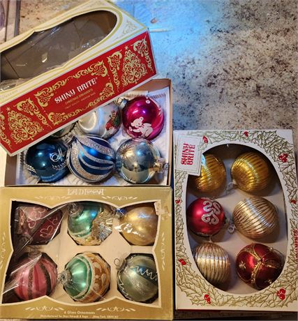 3 Boxes Vintage Christmas Ornaments Lot 1