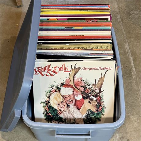 Tote of Mixed Vinyl Records - Country, Big Band, Christmas and More