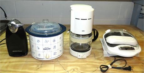 Crockpot, Can Opener, Coffee Pot, George Foreman Grill