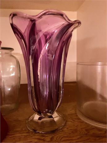 Purple Lavender Grace Twisted Pedestal Vase By Tele-Flora, Clear Glass Vases