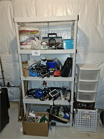 Shelf Full- Misc Items - Electronics, Paint Supplies, Chargers, Garmin & More
