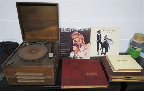 Vintage Decca Record Player, Records