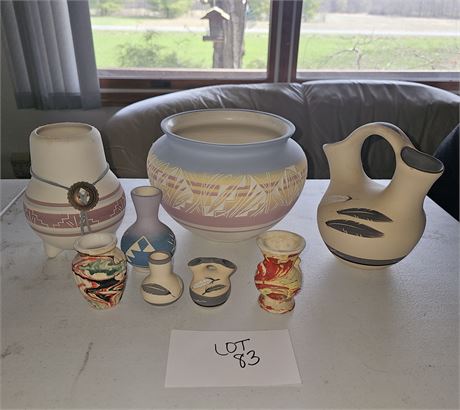 Mixed Midwestern Pottery Lot- L.Paul, Grey Feather Pottery, End Of Day Pottery &