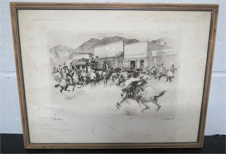 "The Alarm" Etching by R.H. Palenske