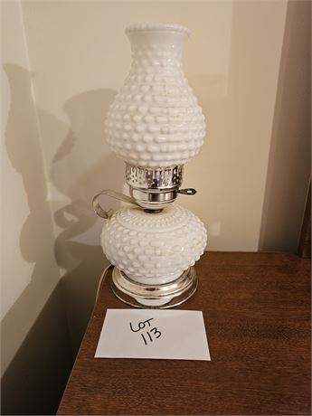 White Hobnails Electric Night Stand Lamp