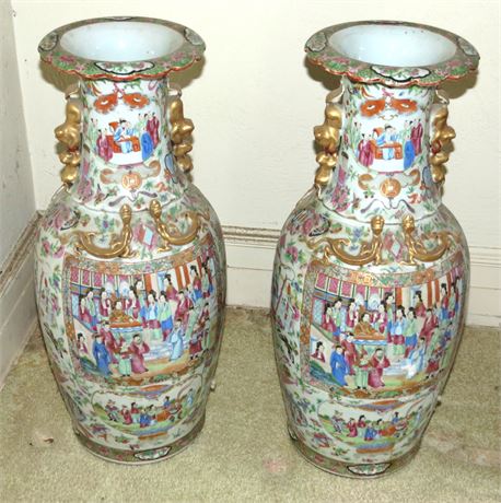 2 Large Decorative Asian Vases