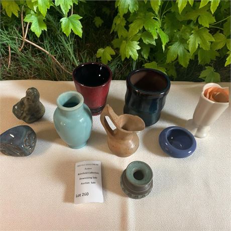 Ceramic Rebekah Pitcher, Blue Celadon Vase, Fat Lava Planters, MCM Pottery Vase