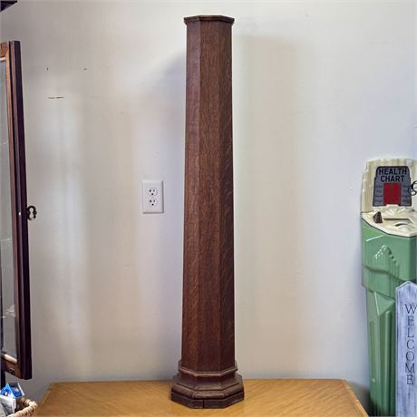Antique Deco Period Wood Pedestal Stand - 51"T x 7.5"D (Top)