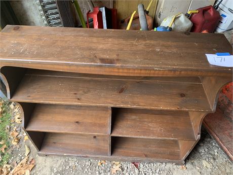 Handcrafted MCM Solid Dark Wood Cubby Bookcase Display Storage Shelf