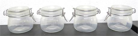 4 Glass Jars With Hinged Metal Bail Lids