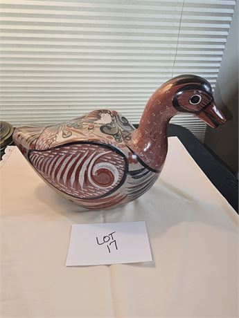 Mexican Hand Painted Pottery Duck
