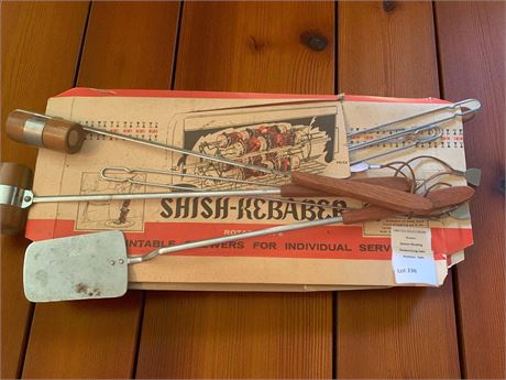 Shish-Kebaber Rotating Skewers Attachment & BBQ Utensils Set