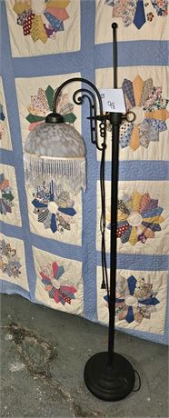 Vintage Style Floor Lamp- Frosted & Frige Shade