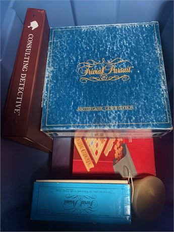 Vintage Game Lot Trivial Pursuit Master Game, Clue, Sherlock Holmes, Monopoly