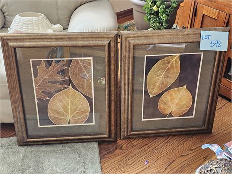 Fall Color Leaf Prints in Brush Gold Frames