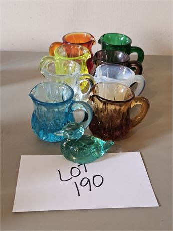 Degenhart Glass Mini Pitchers/Creamers 8 Different Colors