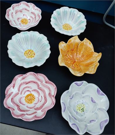 Lovely Floral Art Pottery Hand Painted Bowls Made in Portugal