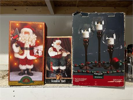 Pflatzgraff Candle holders and two santa figures