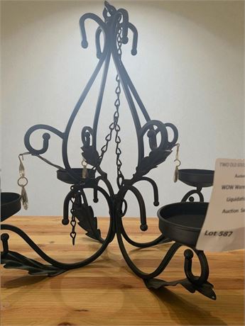 Wrought Iron Ceiling Chandelier-Style Candleholder