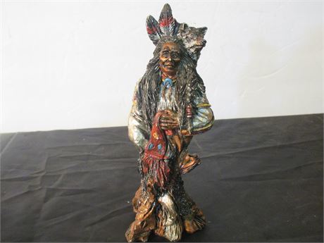 Vintage Colorful Lacquer Painted Indian Medicine Man Figurine