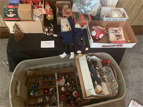 Vintage Christmas Tote Full. Of Lights Ornaments Nutcracker Plush & More